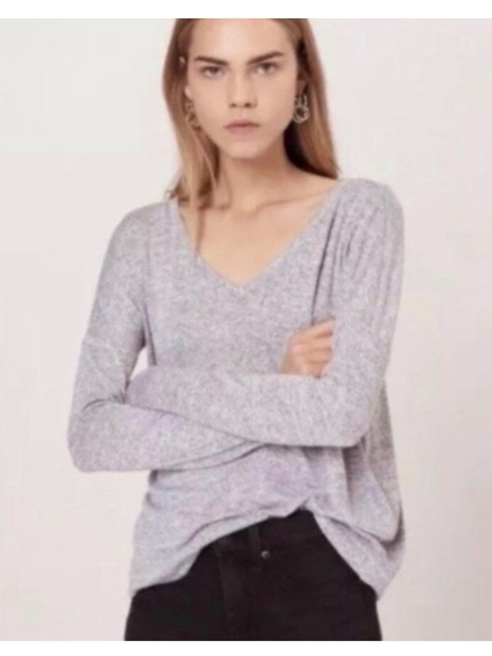 Rag & Bone Jeans Women’s Heathered Gray V Neck Long Sleeve Size S